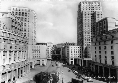 Cartolina Genova Piazza Dante Ist. Naz. Assicurazioni