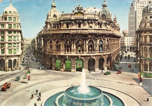 Cartolina Genova Piazza De Ferrari 1961