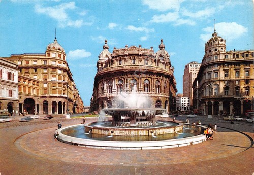 Cartolina Genova Piazza De Ferrari animata NVG