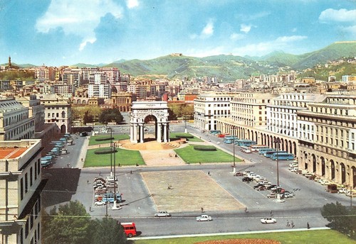 Cartolina Genova Piazza della Vittoria 1962