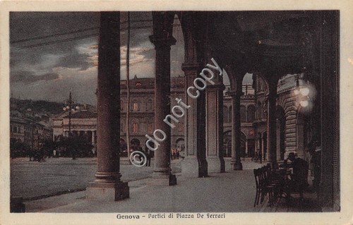 Cartolina Genova Portici di Piazza Ferrari animata