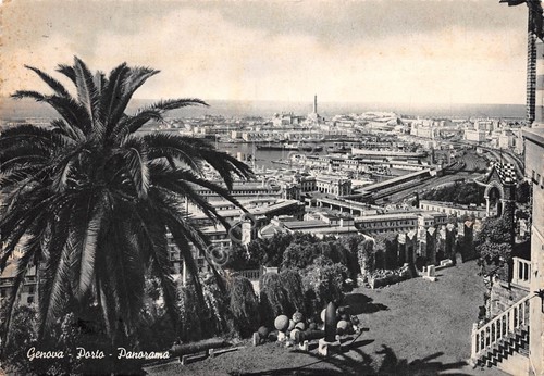 Cartolina Genova Porto e panorama 1952