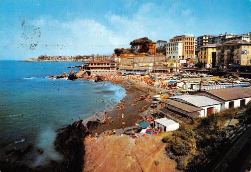 Cartolina Genova Priaruggia Spiaggia timbro targhetta corpo Capitaneria di Porto