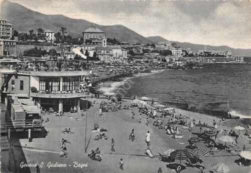 Cartolina Genova San Giuliano Bagni 1954