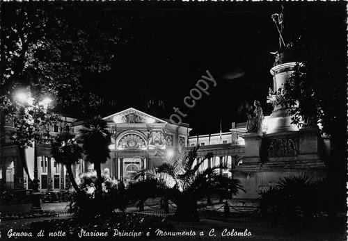 Cartolina Genova Stazione Principe Notturno 1953 timbro mostra del porto …