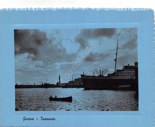 Cartolina Genova Tramonto azzurrata