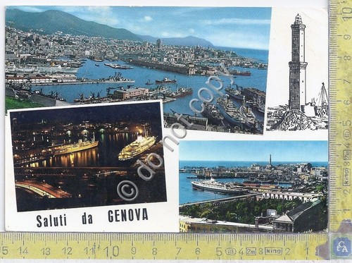 Cartolina Genova vedute varie barche 1964