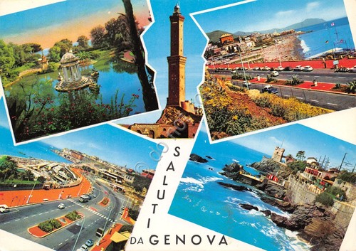 Cartolina Genova vedute varie città e strade cartolina grafica
