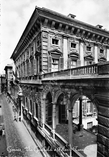 Cartolina Genova Via Garibaldi Palazzo Tursi