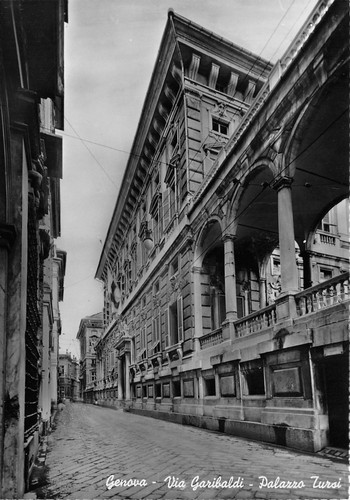 Cartolina Genova Via Garibaldi Palazzo Tursi