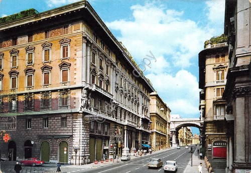 Cartolina Genova Via XX Settembre Varese auto