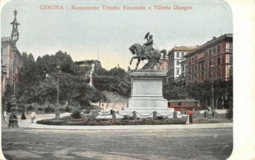 Cartolina Genova Villetta Dinegro Monumento a Vittorio Emanuele anni '10