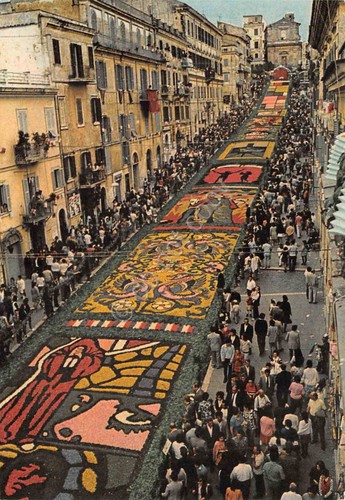 Cartolina Genzano di Roma infiorata 1 anni '70