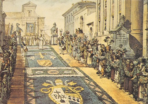 Cartolina Genzano di Roma Infiorata 1989 n.173 Timbro Bicentenario Rivoluzione