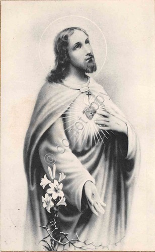 Cartolina Gesù Sacro Cuore Timbro Suore Addolorate Rivolta d'Adda 1938