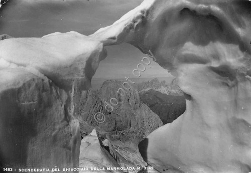 Cartolina Ghiacciaio della Marmolada Timbro CAI 1947