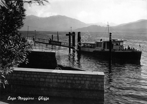 Cartolina Ghiffa Lago Maggiore panorama imbarcadero barca 1958