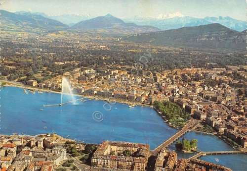 Cartolina Ginevra e Monte Bianco panorama aereo anni '60