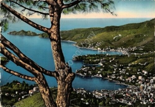 Cartolina Golfo del Tigullio panorama colorata 1954