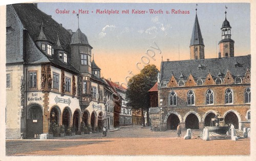 Cartolina Goslar am Harz Marketplatz mit Kaiser n. 26 Effekt