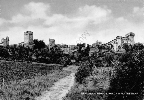 Cartolina Gradara Mura e Rocca Malatestiana