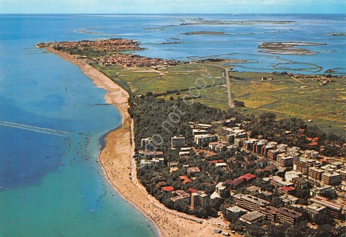Cartolina Grado Pineta panorama aereo case spiaggia