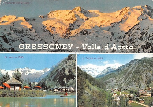 Cartolina Gressoney vedute 1974 (Aosta)