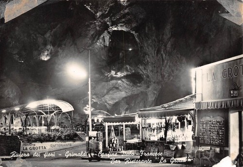 Cartolina Grimaldi Confine Italo Francese Ristorante La Grotta notturno