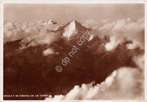 Cartolina Grivola Gran Paradiso e Gran Combin panorama nuvole 1936