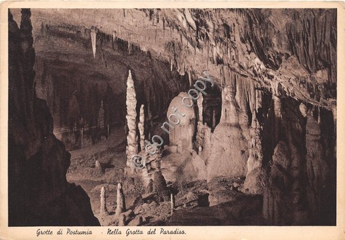 Cartolina Grotte di Postumia Grotta Paradiso 1939 (Trieste)