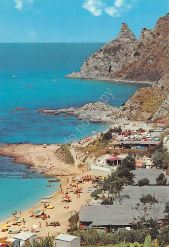 Cartolina Grotticelle di Capo Vaticano spiaggia stabilimenti anni '80