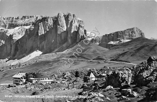Cartolina Gruppo Sella Rifugio Passo Sella 1954 (Bolzano)