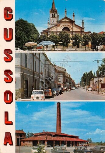 Cartolina Gussola 3 vedute auto d'epoca 1979