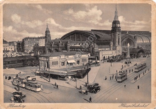 Cartolina Hamburg tram auto 1938