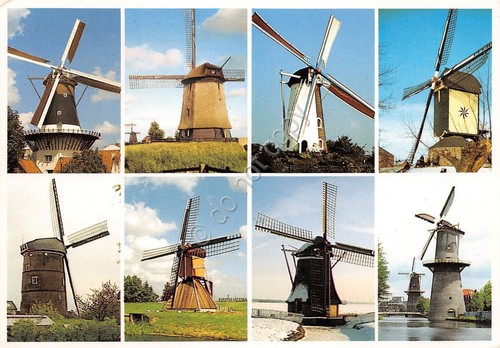 Cartolina Holland Different types of windmills Mulini