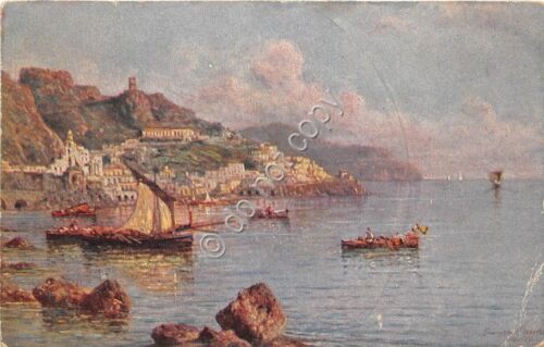 Cartolina Illustrata Amalfi veduta generale (Napoli)