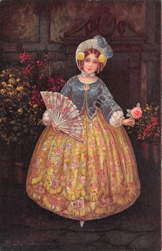 Cartolina Illustrata Emilio Colombo giovane dama del 700 1931