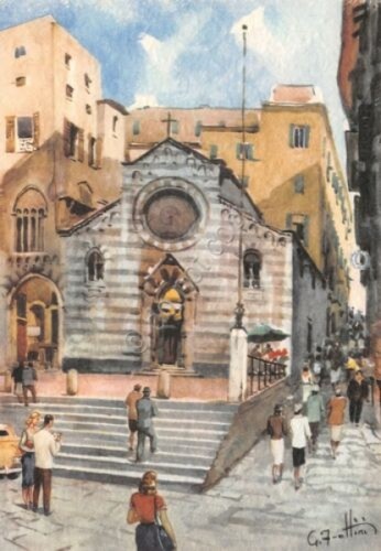 Cartolina illustrata Frattini Genova Chiesa Gentilizia di San Matteo