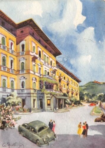 Cartolina Illustrata Frattini Montecatini Terme Grand Hotel & la Pace …