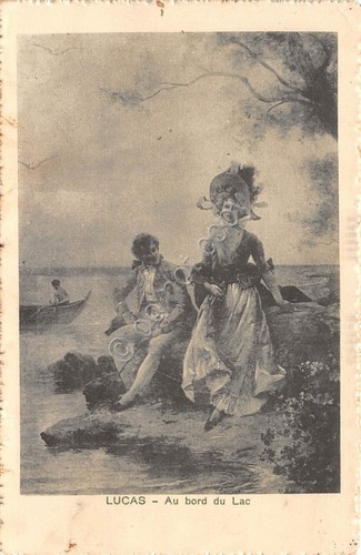 Cartolina Illustrata Lucas Au Bord du Lac 1916