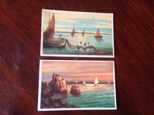 Cartolina Illustrata mare barca pescatori lotto di 2 cartoline NVG …