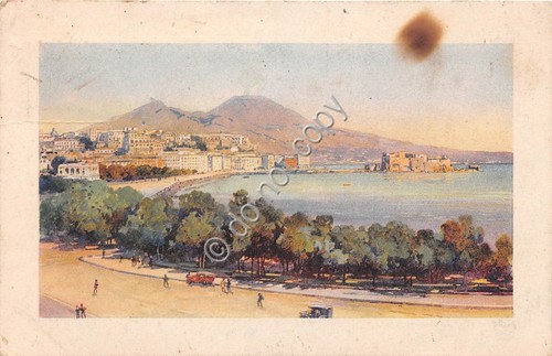 Cartolina Illustrata Napoli Villa Municipale Riviera di Chiaia 1932