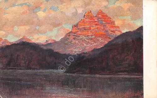 Cartolina illustrata Polesello Lago di Misurina (Illustratori)