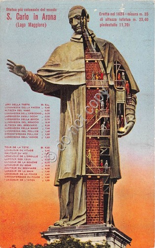 Cartolina Illustrata San Carlo in Arona Statua