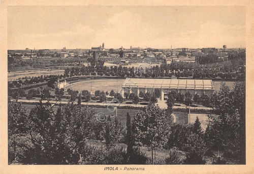 Cartolina Imola Panorama Stadio? grinza