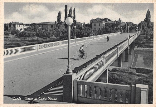 Cartolina Imola Ponte di Viale Dante animata bicicletta