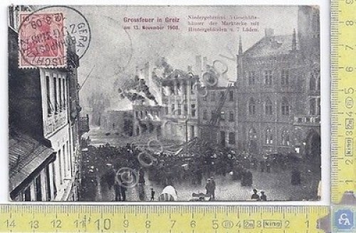 Cartolina Incendio a Greiz - 1909 - Grossfeuer in Greiz …