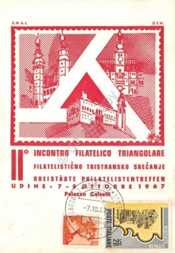 Cartolina Incontro filatelico triangolare Udine 1967