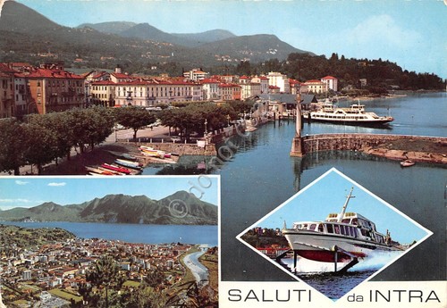 Cartolina Intra vedute barche 1968 (Verbania)