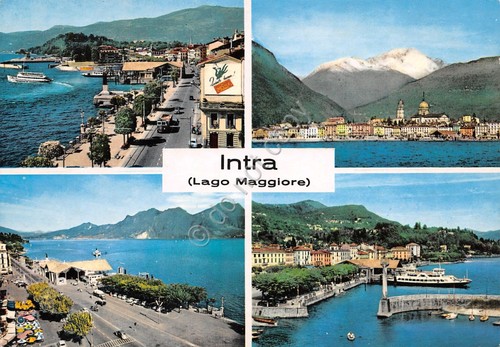 Cartolina Intra vedute varie dall'alto lungolago